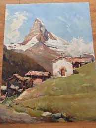 Two A. Marc (Nicolas Markovitch) Watercolor Prints (Matterhorn & French  Riviera)