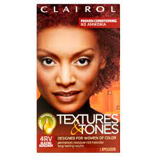 From sleek and straight to curls and coils, textures & tones was specifically created for women with relaxed or natural hair. Clairol Textures Tones 4rv Blazing Burgundy Permanent Moisture Rich Hair Color 1 Application Walmart Com Walmart Com