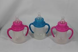 Tiny Baby Bottles With Handles For Polymer Ooak Babies 2 Pink 1 Blue