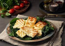 Cyprus Fried Halloumi Cheese With Healthy Green Salad Lchf Pegan Fodmap Paleo Scd Keto Diet Healthy Green Salads Clean Eating Recipes Fried Halloumi