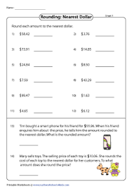 rounding money worksheets