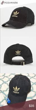 Adidas Black And Gold Hat Adidas Originals Relaxed Denim Dad Baseball Hat Baseball Hats Adidas Trefoil Adidas Originals