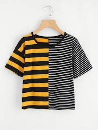 Black And Yellow Stripes Shirt Pink Varsity Striped Sleeve Crop T Shirt Aliexpress Ropa Vender Ropa Ropa Tumblr