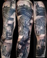 See this article about the benefits of sleeping with a pillow between your legs. Marvelous Very Detailed Black And White Night Antic London Tattoo On Sleeve Tattooimages Biz