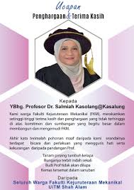 Ucapan Penghargaan Terima Kasih Kepada Ybhg Profesor Dr Salmiah Kasolang