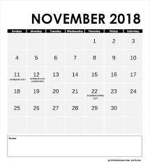 Pin On November 2018 Calendar With Holidays