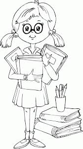 Studious Schoolgirl Coloring Page Coloring Com Cartoon Coloring Pages Coloring Pages Cool Coloring Pages