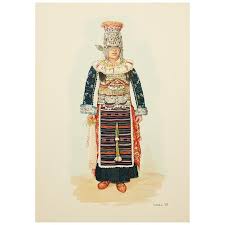 The National Dresses Of Macedonia Illustrated Drawing In Plate 1963 National Dress Drawings Illustration