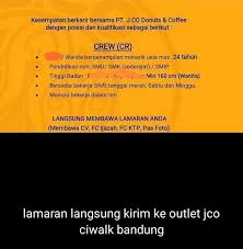 Bagi yang ingin berbagi info loker silahkan kirim langsung melalui dm. Lowongan Kerja J Co Donats Coffee Bandung 2021