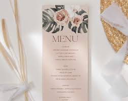Peach Fuzz Wedding Menu Template, Printable Menu Card, Wedding Menu  Printable, Instant Download, Wedding Table Menu, 4x9, Party Menu, PC01