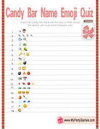 Community contributor can you beat your friends at this quiz? Free Printable Candy Bar Emoji Quiz