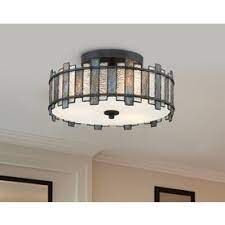 Quoizel Sentry 14 In Black Semi Flush Mount Light Lowes Com Tiffany Style Flush Mount Flush Mount Lighting Light Fixtures Flush Mount
