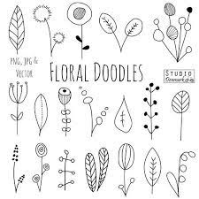 Doodle Flowers Clipart And Vectors Hand Drawn Flower And Leaf Doodles Sketch Nature Foliage Botanical Drawings Commercial Use Blumenzeichnung Handgezeichnete Blumen Blumen Malen