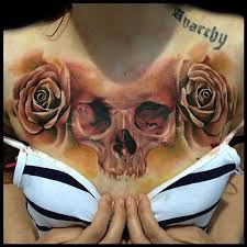 Skull Roses Chest Tattoo Best Tattoo Design Ideas Rose Chest Tattoo Lower Back Tattoos Skull Tattoo