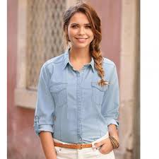 Habillée ou décontractée, ces chemises confortables et versatiles sont adaptées à une. Chemise En Jean Manches Longues Ajustables Femme Bleu 3 Suisses
