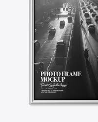 Download Poster With Metallic Frame Mockup In Stationery Mockups On Yellow Images Object Mockups PSD Mockup Templates