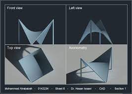 mohammad al rabab ah الرسم المعماري بالحاسوب computer architectural drawing نمذجة واظهار حالة سطح مكافئ زائدي paraboloid poster design design triangle tattoo