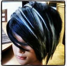 Meet a fresh hairstyle for minimalists. Edgy Blue Black Hair Color For Black Hair Black Hair With Blonde Highlights White Ombre Hair