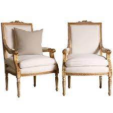 Pair Louis Xvi Style Armchairs Classic French Chairs French Style Chairs French Style Armchair