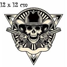 Sweat tête de mort sons of anarchy. Patch Applique Dessin Transfert Thermocollant Tete De Mort Chapeau Pistolet 12 X 12 Cm Serigraphie A Repasser T160 Un Grand Marche