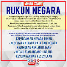 Ia telah dibentuk pada 31 ogos 1970 oleh majlis gerakan negara iaitu setahun selepas berlakunya tragedi 13 mei 1969 yang menghancurkan perpaduan dan ketenteraman negara. Berita Rtm On Twitter Infografik Ambil Tahu Rukun Negara 1 Kepercayaan Kepada Tuhan 2 Kesetiaan Kepada Raja Dan Negara 3 Keluhuran Berpelembagaan 4 Kedaulatan Undang Undang 5 Kesopanan Dan Kesusilaan Maklumat Sahih Jenama
