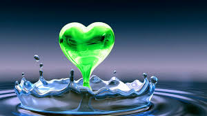 Red orange and blue heart wallpaper background. Green Heart In Between Water Drops Hd Heart Wallpapers Hd Wallpapers Id 60486