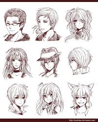 All Characters Belong To Bahamutia She Asked Me To Draw 3 Different Expressions For 8 Characters Of Hers Ex Manga Hair Manga Drawing Anime Drawings Tutorials