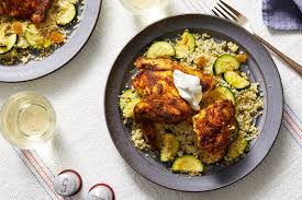 Ras El Hanout Spiced Chicken With Zucchini Saffron Couscous Saffron Couscous Is Awesome Cody Didn T Like The Half Roast Chi Chicken Spices Recipes Chicken