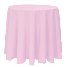 Visual Textile 96 Inch Round Polyester Linen Tablecloth Light Pink
