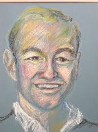 Vintage Male Portrait Pastel Drawing, Framed Mid-Century Art