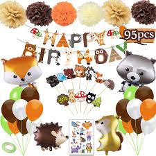Fall is the perfect season for a woodland themed birthday party, full of cute little forest animals and tasty autumnal treats. Amazon Com Woodland Birthday Party Supplies Woodland Party Decorations 95pcs Woodland Party Decorations Baby Shower Including Happy Birthday Banners Woodland Party Balloons Cake Topper Toys Games