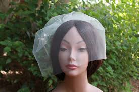 Wedding Veil, Tulle Veil, Bridal Blusher Birdcage Wedge Tulle Veil 12" ,  Beach Wedding