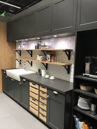Deep Gray Kitchen Cabinet With Subway Tiles Kitchen Cabinets And Countertops Kitchen Cabinets For Sale Rustic Kitchen Cabinets