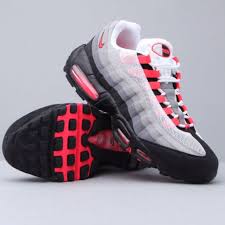Air Max 95 Grey Solar Red Nike Red Sneakers Nike Air Max Nike Shoes Outlet