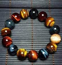 Handmade Natural Stone Tiger Eye Multi Color 14mm Beads Bracelet Tiger Eye Bracelet Tiger Eye Jewelry Tiger Eye Stone
