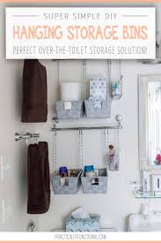 Diy wood jewelry organizer from a bubbly life. Diy Hanging Storage Bins For Over The Toilet Storage Practically Functional