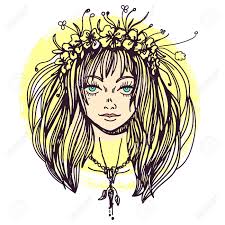 Celebrate litha, and find the light and power in your own life. Illustration Of A Young Woman In Flower Crown Wearing Amulet Royalty Free Cliparts Vectors And Stock Illustration Image 100518966