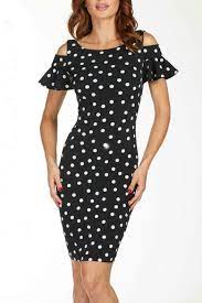 Frank Lyman Polka Dot Cold Shoulder Dress From Canada By Luci Shoptiques