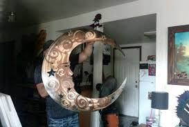 Patio Decor Moon Metal Wall Art Metal Wall Decor Moon Etsy Moon Wall Art Rustic Metal Wall Art Rustic Wall Art