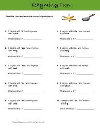 Worksheet Rhyming Fun Read The Clues And Write The Correct Rhyming Word Rhyming Words Holiday Homework Spelling Patterns