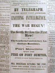 1861 Headline Newspaper Civil War Begins Ft Sumter Attacked By Confederates Civil War Newspaper American Civil War Civil War