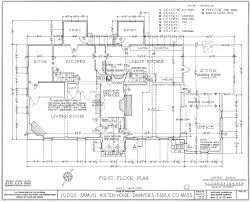 House plan blueprints include wall dimensions, the rafters layout, recommended material for construction, and key features of the layout. File Judge Samuel Holten House First Floor Plan Jpg Wikimedia Commons