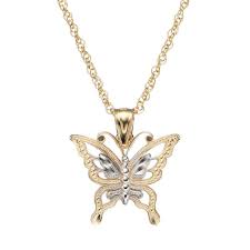 10k Gold Butterfly Pendant Necklace Women S Size 18 Gold Chain With Pendant Butterfly Pendant Necklace Yellow Gold Pendants