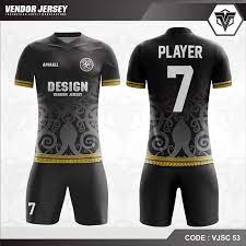 Gambar disamping merupakan salah satu hasil desain baju saya. Desain Kaos Bola Futsal Motif Etnik Warna Hitam Vendor Jersey