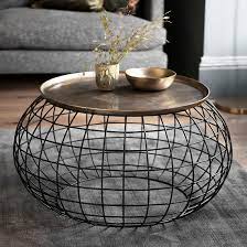 The tray can be extracted and used on its own. Round Metal Cage Coffee Table With Gold Tray Top Primrose Plum