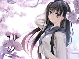 Female anime characters.anime neko girl. Anime Girl Cherry Blossom Black Hair School Uniform Black Hair Long Hair Anime Girl 2048x1536 Download Hd Wallpaper Wallpapertip