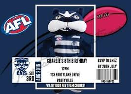 The geelong football club, nicknamed the cats, are a professional australian rules football club based in the city of geelong. Diy Print Custom Afl Geelong Cats Melbourne Mascot Birthday Party Invitations Ebay