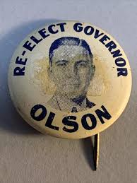FLOYD OLSON MINNESOTA Governor Memorial Farmer Labor Political Pinback  Button $28.88