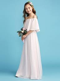A Line Off Shoulder Floor Length Chiffon Junior Bridesmaid Dress With Pleats 2020 Us 56 99 In 2020 Junior Bridesmaid Dresses Kids Bridesmaid Dress Girls Bridesmaid Dresses