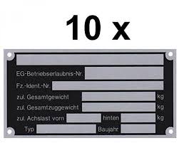 10 x blanko typenschild anhangertypenschild neutral anhanger vers 3 10 x typenschild neutral fur anhanger version 3 masse lange 150 mm hohe 50 mm felder a